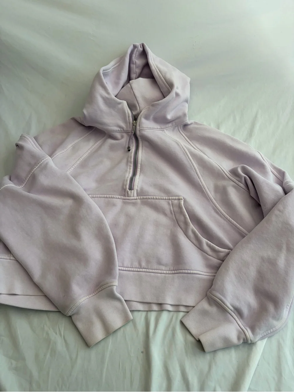 lululemon athletica Cropped Lavender Quarter Zip Hoodie Size XL